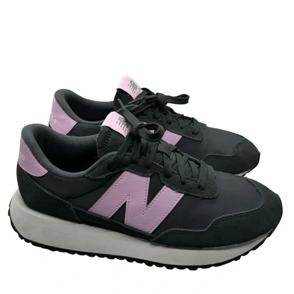 New Balance Women's 237 Lifestyle Running Shoes Grey Pink Suede Size 9 - Picture 2 of 15